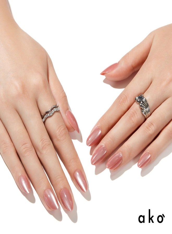 ako Almond Press On Nails Short | Glitter Cat Eye Nail Tips | Glossy Gel | Acrylic Reusable False Nails Press Ons | Nail Kit with 32 Fake Nails in16 Sizes, Adhesive Tabs & Prep Pad - Image 2